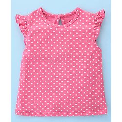 Babyhug Cotton Knit Frill Sleeves Top With Butterfly & Text Print Pack Of 3 - White Pink & Blue