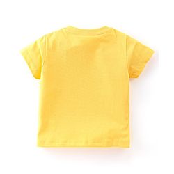 Babyhug Cotton Knit Half Sleeve Capri Night Suit With Text Print - Yellow & Pink