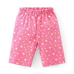 Babyhug Cotton Knit Half Sleeve Capri Night Suit With Text Print - Yellow & Pink