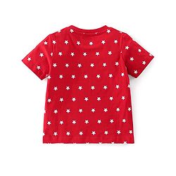 Babyhug Cotton Knit Half Sleeves Night Suit With Text Print - Red