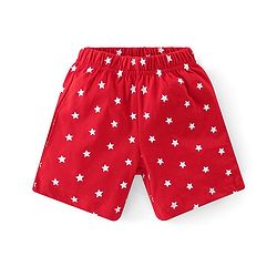Babyhug Cotton Knit Half Sleeves Night Suit With Text Print - Red