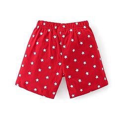 Babyhug Cotton Knit Half Sleeves Night Suit With Text Print - Red