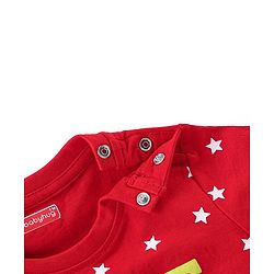 Babyhug Cotton Knit Half Sleeves Night Suit With Text Print - Red