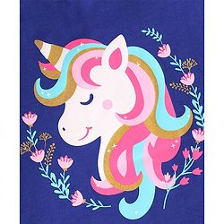 Babyhug Cotton Knit Half Sleeve Night Suit With Unicorn Print -  Blue & Pink