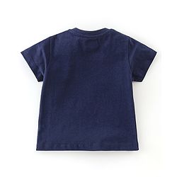 Babyhug Cotton Knit Half Sleeves Capri Night Suit With Dino Print - Navy Blue