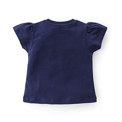 Babyhug Cotton Knit Single Jersey Half Sleeves Capri Night Suit With Floral Print - Navy Blue
