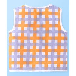 Babyhug 100% Cotton Sleeveless Front Open Jhablas Jungle Animals Printed & Striped Pack of 5 - Orange Blue & White