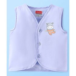 Babyhug 100% Cotton Sleeveless Front Open Jhablas Jungle Animals Printed & Striped Pack of 5 - Orange Blue & White