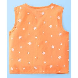 Babyhug 100% Cotton Sleeveless Front Open Jhablas Jungle Animals Printed & Striped Pack of 5 - Orange Blue & White