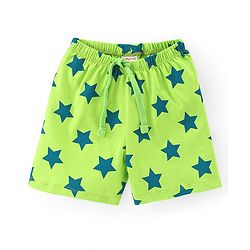 Babyhug Cotton Knit Striped & Starts Printed Shorts Pack of 3 - Green & Blue