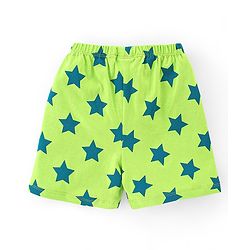 Babyhug Cotton Knit Striped & Starts Printed Shorts Pack of 3 - Green & Blue