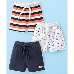 Babyhug Cotton Knit Striped Shorts Pack of 3- Multicolor