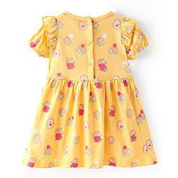 Babyhug Cotton Jersey Knit Half Sleeves Frock with Headband Heart and Porcupine Print  Pack of 2 - Pink & Yellow