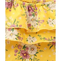 Babyhug 100% Cotton Jersey One Shoulder Frock With Floral Print - Yellow