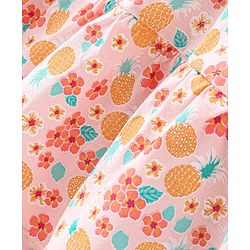 Babyhug 100% Cotton Jersey Frill Sleeves Frock with Floral Print With Bow Applique- Peach