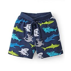 Babyhug Cotton Knit Striped & Shark Printed Shorts Pack of 3 - Green & Blue