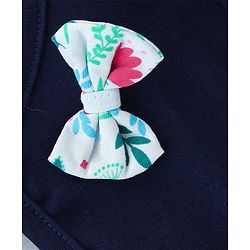 Babyhug 100% Cotton Knit Floral Printed Frock with Half Sleeves Shrug - Blue