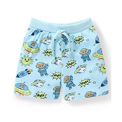 Babyhug Cotton Knit Space Shuttle Printed Shorts Pack of 3 - Multicolour