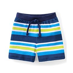 Babyhug Cotton Knit Stripes & Tropical Printed Shorts Pack of 3 - Multicolour