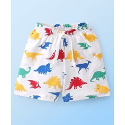 Babyhug Cotton Knit Striped & Dino Printed Shorts Pack of 3 - Multicolour