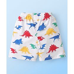 Babyhug Cotton Knit Striped & Dino Printed Shorts Pack of 3 - Multicolour