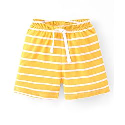 Babyhug Cotton Knit Single Jersey Shorts With Stars & Teddy Bear Print Pack Of 3 - Yellow Blue & Red