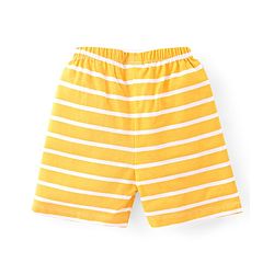 Babyhug Cotton Knit Single Jersey Shorts With Stars & Teddy Bear Print Pack Of 3 - Yellow Blue & Red