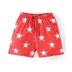 Babyhug Cotton Knit Single Jersey Shorts With Stars & Teddy Bear Print Pack Of 3 - Yellow Blue & Red
