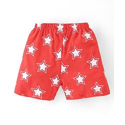 Babyhug Cotton Knit Single Jersey Shorts With Stars & Teddy Bear Print Pack Of 3 - Yellow Blue & Red