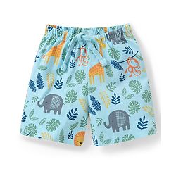 Babyhug Cotton Knit Jungle Safari Printed Shorts Pack of 3 - Multicolour