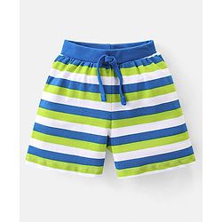 Babyhug Cotton Single Jersey Knit Shorts Stripes & Football Print Pack Of 2 - Blue & Green