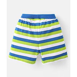 Babyhug Cotton Single Jersey Knit Shorts Stripes & Football Print Pack Of 2 - Blue & Green