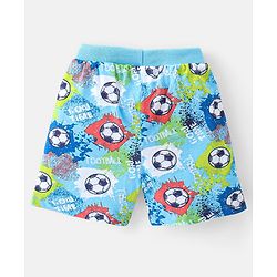 Babyhug Cotton Single Jersey Knit Shorts Stripes & Football Print Pack Of 2 - Blue & Green