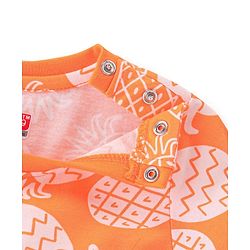 Babyhug Cotton Single Jersey Knit Half Sleeves Night Suit Pineapple Print - Orange