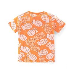 Babyhug Cotton Single Jersey Knit Half Sleeves Night Suit Pineapple Print - Orange