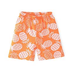Babyhug Cotton Single Jersey Knit Half Sleeves Night Suit Pineapple Print - Orange