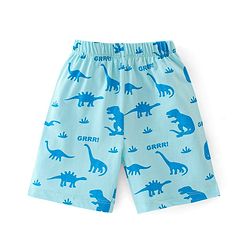 Babyhug Cotton Knit Half Sleeves Night Suit Dino & Text Print- Blue