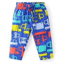 Babyhug Cotton Knit Full Sleeves Night Suit With Bus Print - Blue