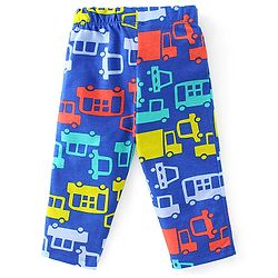 Babyhug Cotton Knit Full Sleeves Night Suit With Bus Print - Blue