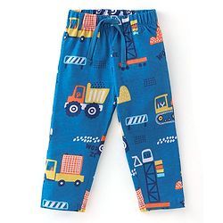 Babyhug Cotton Knit Full Sleeves Night Suit With JCB Print - Blue