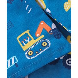 Babyhug Cotton Knit Full Sleeves Night Suit With JCB Print - Blue