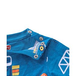 Babyhug Cotton Knit Full Sleeves Night Suit With JCB Print - Blue