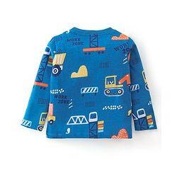Babyhug Cotton Knit Full Sleeves Night Suit With JCB Print - Blue