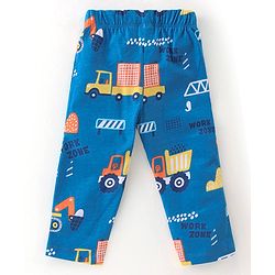 Babyhug Cotton Knit Full Sleeves Night Suit With JCB Print - Blue