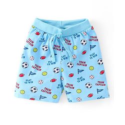 Babyhug Cotton Single Jersey Knit Shorts Stripes & Football Print Pack Of 3 - Blue & Red