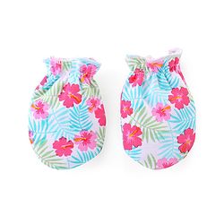 Babyhug 100% Cotton Knit Mittens Pack of 3 Floral Print - Multicolor
