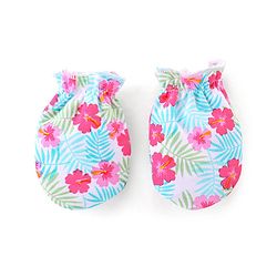Babyhug 100% Cotton Knit Mittens Pack of 3 Floral Print - Multicolor
