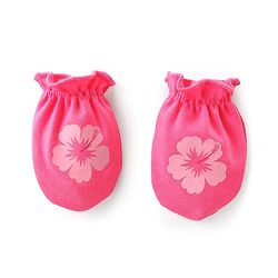Babyhug 100% Cotton Knit Mittens & Booties Set Floral Print- Pink