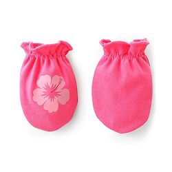Babyhug 100% Cotton Knit Mittens & Booties Set Floral Print- Pink
