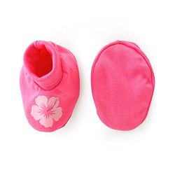 Babyhug 100% Cotton Knit Mittens & Booties Set Floral Print- Pink